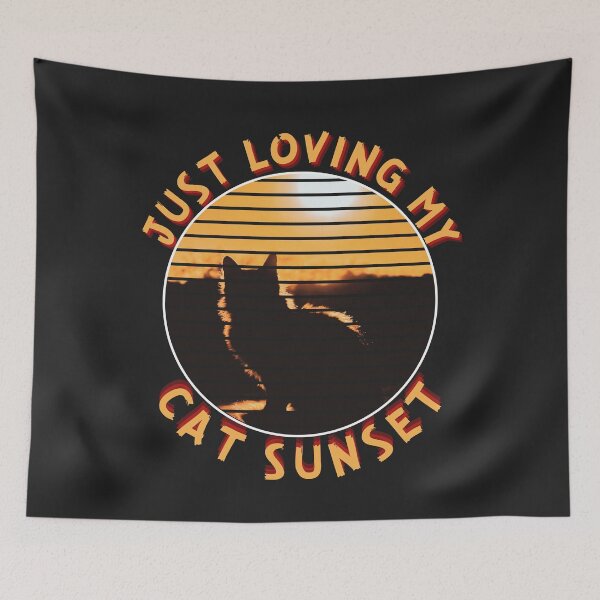 Item preview, JUST LOVING MY CAT SUNSET, CAT LOOKING AT A SUNSET, CAT SUNSET THEME, LOVING CAT SUNSET designed and sold by R B Chrystal.