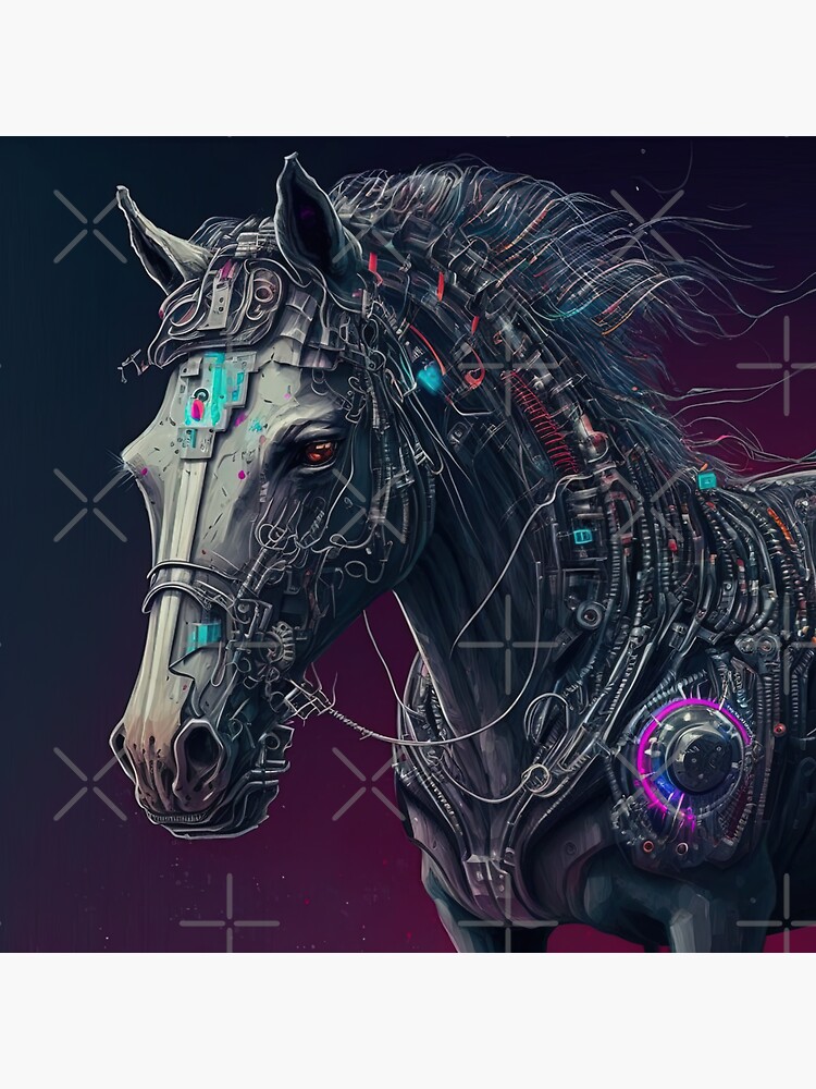 "Cyberpunk horse from the future" Sticker for Sale by AnimalArtPhotos