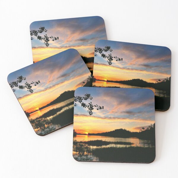 Item preview, Beautiful orange sunset with clouds view from the lake  designed and sold by Durgaa D.