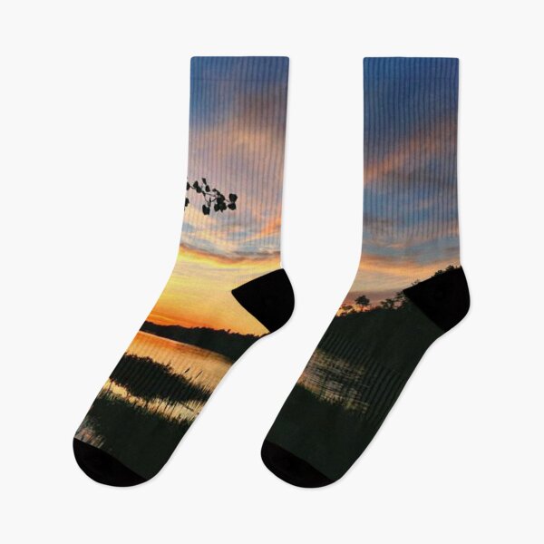 Item preview, Beautiful orange sunset with clouds view from the lake  designed and sold by Durgaa D.
