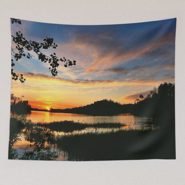 Item preview, Beautiful orange sunset with clouds view from the lake  designed and sold by Durgaa D.