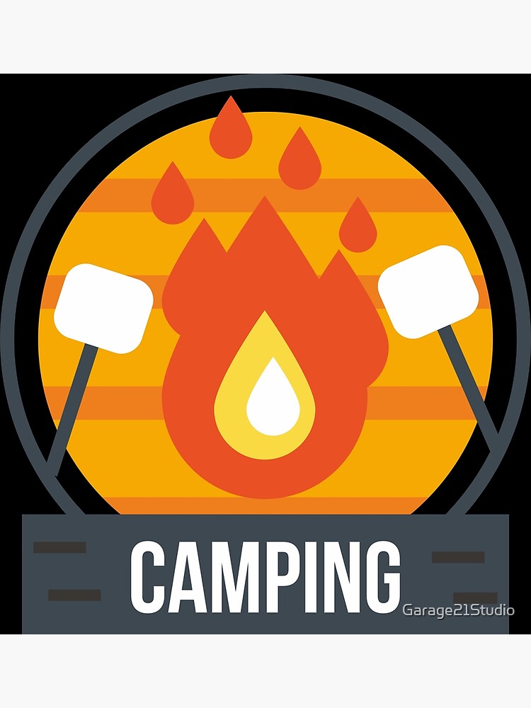 "camping logo burning marmallow" Poster for Sale by Garage21Studio
