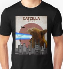 Camiseta ajustada Catzilla - Gato gigante con láseres de boca