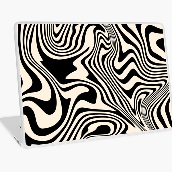 Aperçu de l'œuvre Motif abstrait de tourbillon liquide rétro en noir et crème d'amande créée et vendue par InnaPo ⭐⭐⭐⭐⭐.