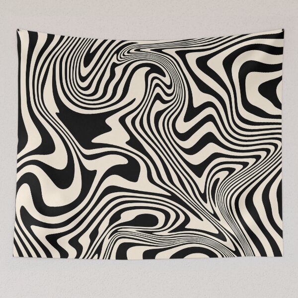 Item preview, Retro Liquid Swirl Abstract Pattern in Black and Almond Cream designed and sold by InnaPo ⭐⭐⭐⭐⭐.