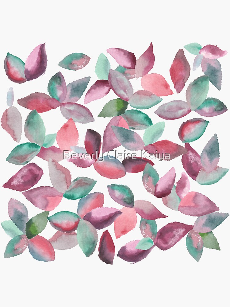Watercolor Leaves Hand-Painted Red Green Botanical Pattern by beverlyclaire