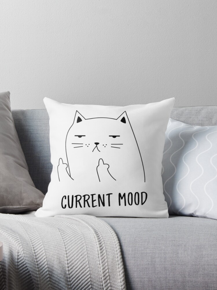 Middle finger cat outlet pillow