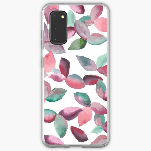 Watercolor Leaves Hand-Painted Red Green Botanical Pattern Samsung Galaxy Soft Case