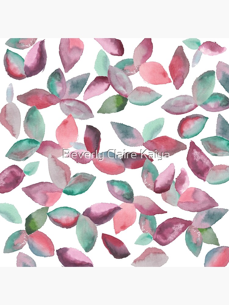 Watercolor Leaves Hand-Painted Red Green Botanical Pattern by beverlyclaire