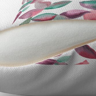 Alternate view of Watercolor Leaves Hand-Painted Red Green Botanical Pattern Floor Pillow