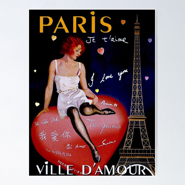 Item preview, PARIS ; Vintage Ville DAmour Travel Print designed and sold by posterbobs.