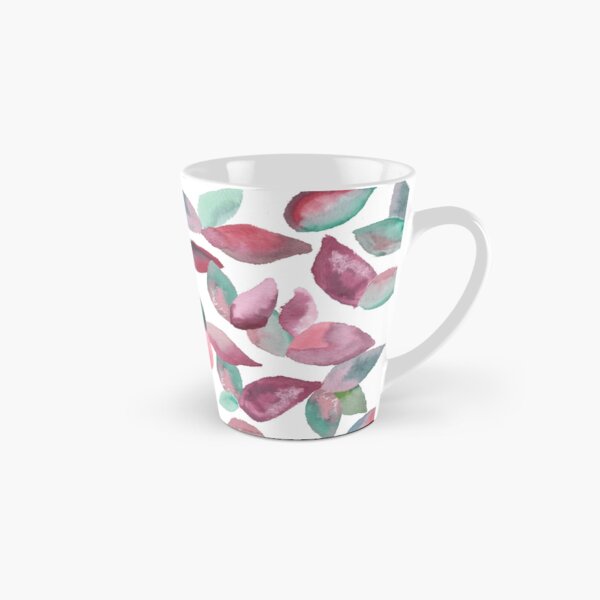 Watercolor Leaves Hand-Painted Red Green Botanical Pattern Tall Mug