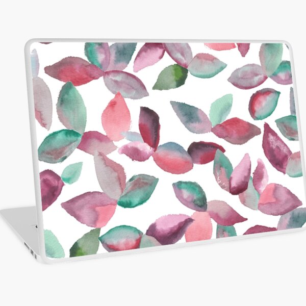 Watercolor Leaves Hand-Painted Red Green Botanical Pattern Laptop Skin