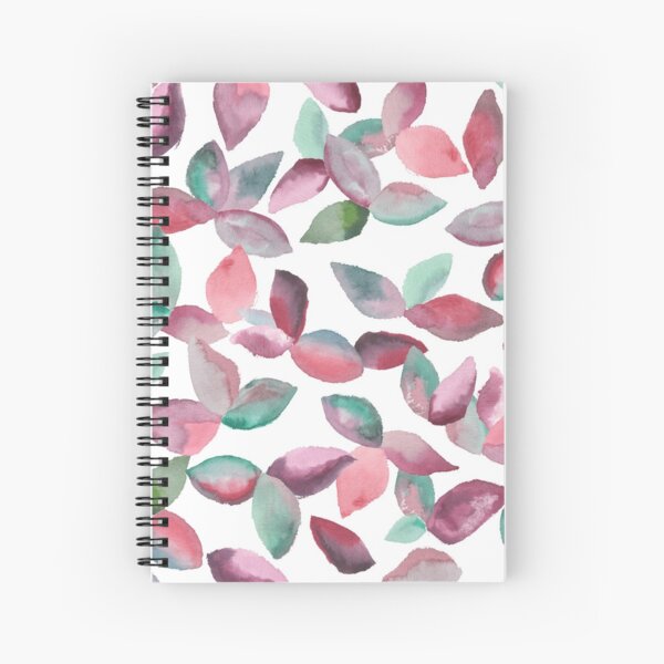Watercolor Leaves Hand-Painted Red Green Botanical Pattern Spiral Notebook