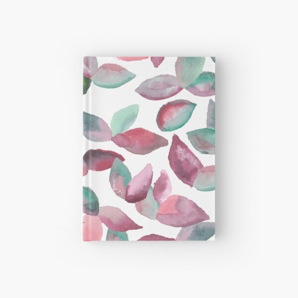Watercolor Leaves Hand-Painted Red Green Botanical Pattern Hardcover Journal