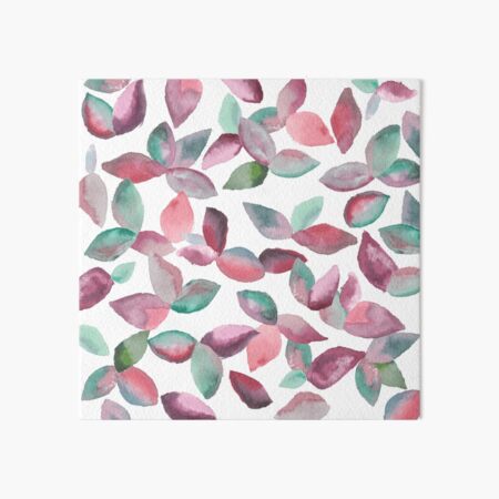Watercolor Leaves Hand-Painted Red Green Botanical Pattern Art Board Print