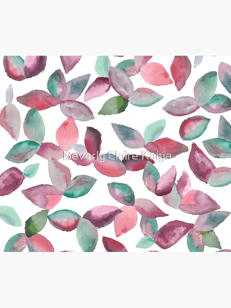 Watercolor Leaves Hand-Painted Red Green Botanical Pattern by beverlyclaire