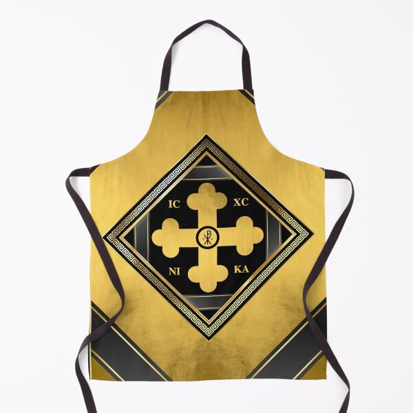 Item preview, Greek Orthodox Cross Black Gold Trim ICXC NIKA designed and sold by Yiorgos Designs.