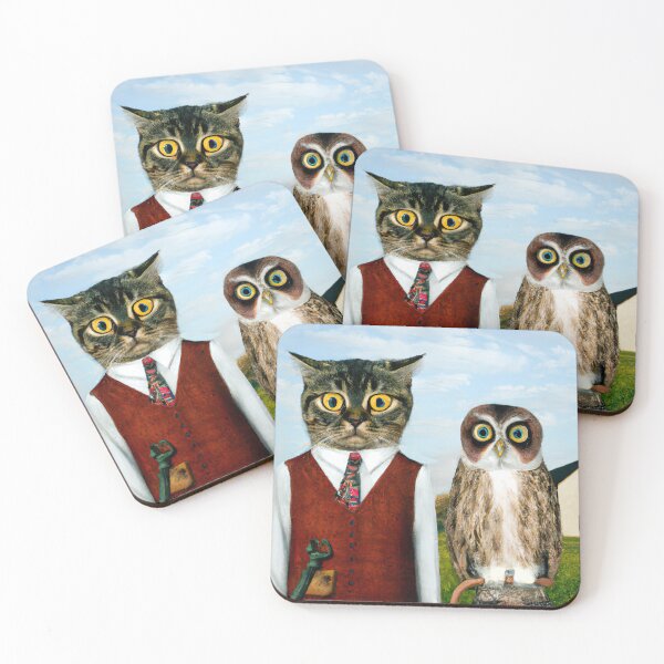 Item preview, cat and owl designed and sold by ururuty.