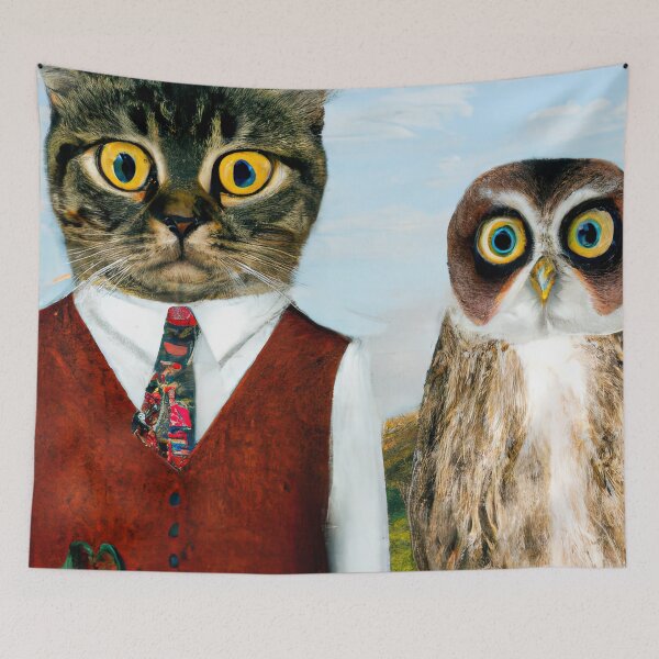 Item preview, cat and owl designed and sold by ururuty.