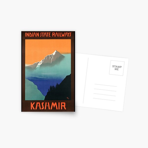 Vintage Kashmir India Travel Poster Postcard