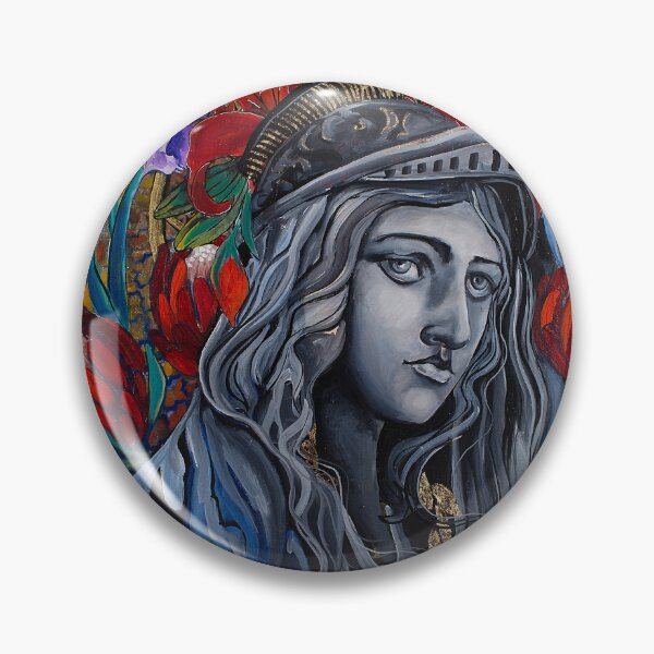 Item preview, roman goddess, Minerva surrounded by protea and stencils designed and sold by Kelsey Nowaczynski Baker.