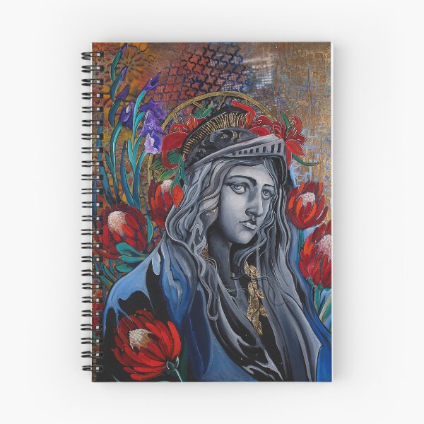 Item preview, roman goddess, Minerva surrounded by protea and stencils designed and sold by Kelsey Nowaczynski Baker.
