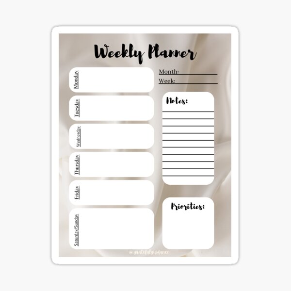 “Weekly planner” Sticker for Sale by SocialWorkGabs | Redbubble