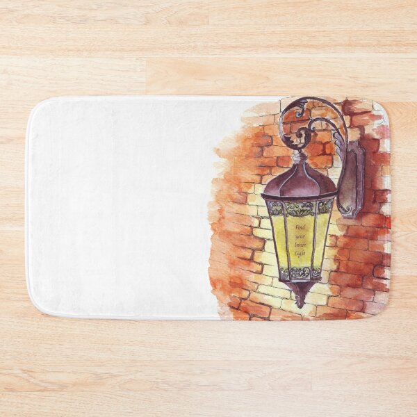 Item preview, Vintage Lantern on Red Brick Wall - Watercolor illustration designed and sold by Wolshebnaja.