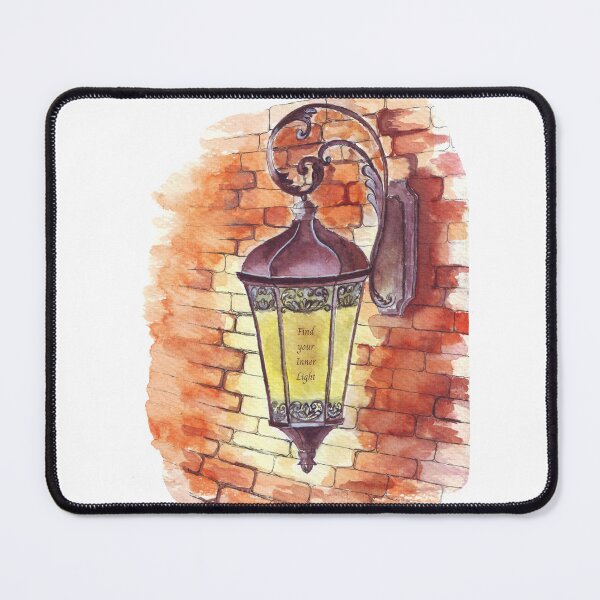 Item preview, Vintage Lantern on Red Brick Wall - Watercolor illustration designed and sold by Wolshebnaja.