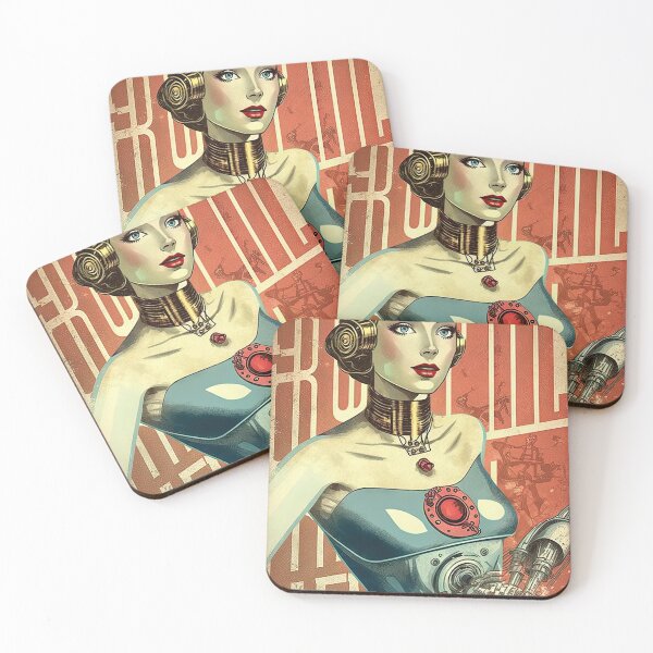 Item preview, Vintage retro style female robot designed and sold by mrlongfield.