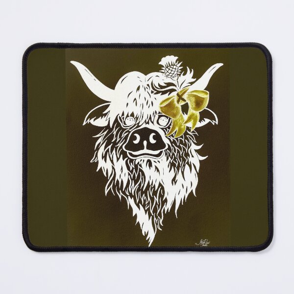 Item preview, Scottish Highland with a bow, edited ink drawing designed and sold by MariDaniArt.