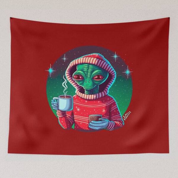 Item preview, Christmas Funny Alien Wearing Sweater designed and sold by extraordinar-ia.