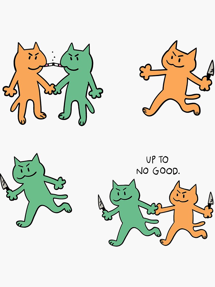 up-to-no-good-pack-sticker-for-sale-by-badcatsstore-redbubble