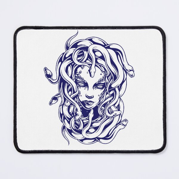 Item preview, Medusa Gorgon woman face with snakes for hair from greek mythology | blue designed and sold by Kinisis.
