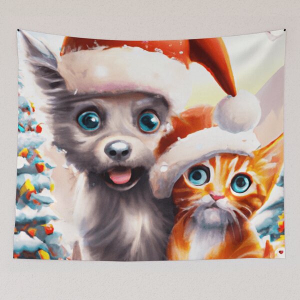 Item preview, Cutedom - Cute Cat And Dog Christmas designed and sold by RaynbowCute.