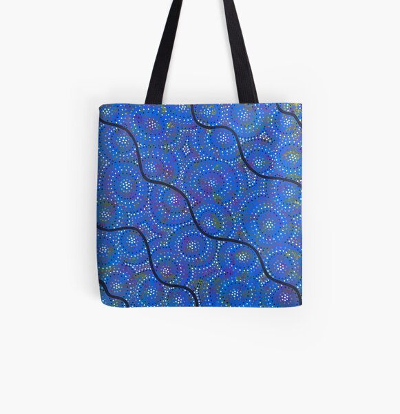 blue river and ocean All Over Print Tote Bag