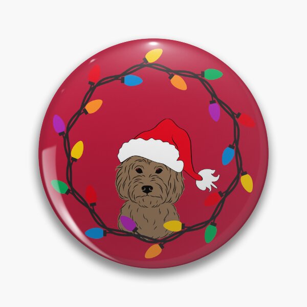 Item preview, Goldendoodle con gorro de Papá Noel y luces navideñas designed and sold by SeasonalDogs.