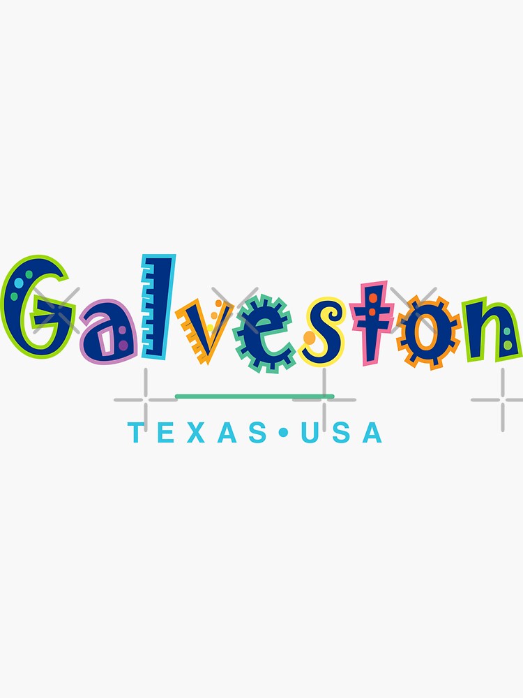 "Galveston Texas Typographic Design" Sticker for Sale by Futurebeachbum