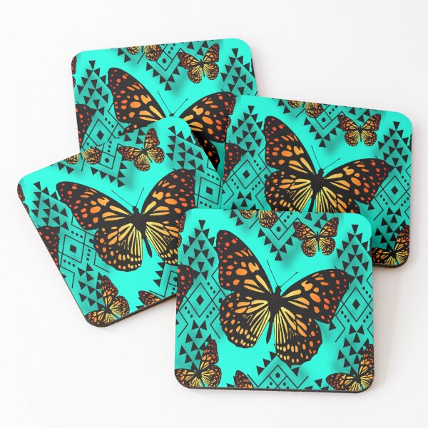 Item preview, Aqua / Fire Color  Native Butterfly Design  designed and sold by JMWCD.
