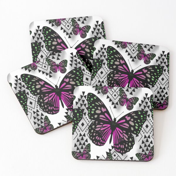 Item preview, White / Lime Green / Hot Pink Native Butterfly Design  designed and sold by JMWCD.