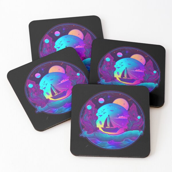 Item preview, Trippy Retro Pirate Ship Landscape Scene Design designed and sold by delohill.