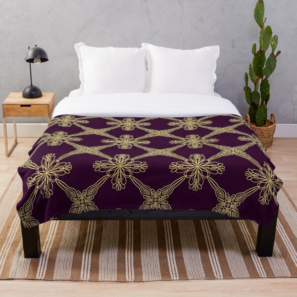 Item preview, Patrón simétrico morado y dorado designed and sold by patternologyy.