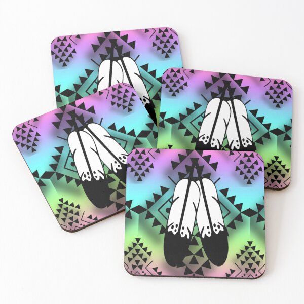 Item preview, Pastel Gradient / Black Double Feather Native Print designed and sold by JMWCD.