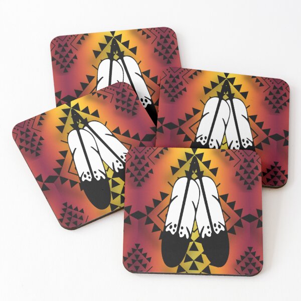 Item preview, Fire Colors / Black Double Feather Native Print designed and sold by JMWCD.