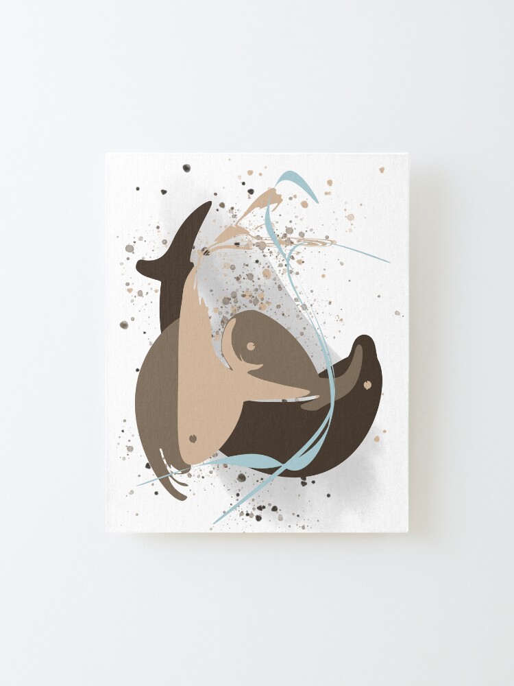Alternate view of Dolphins having fun - abstract shapes Mounted Print