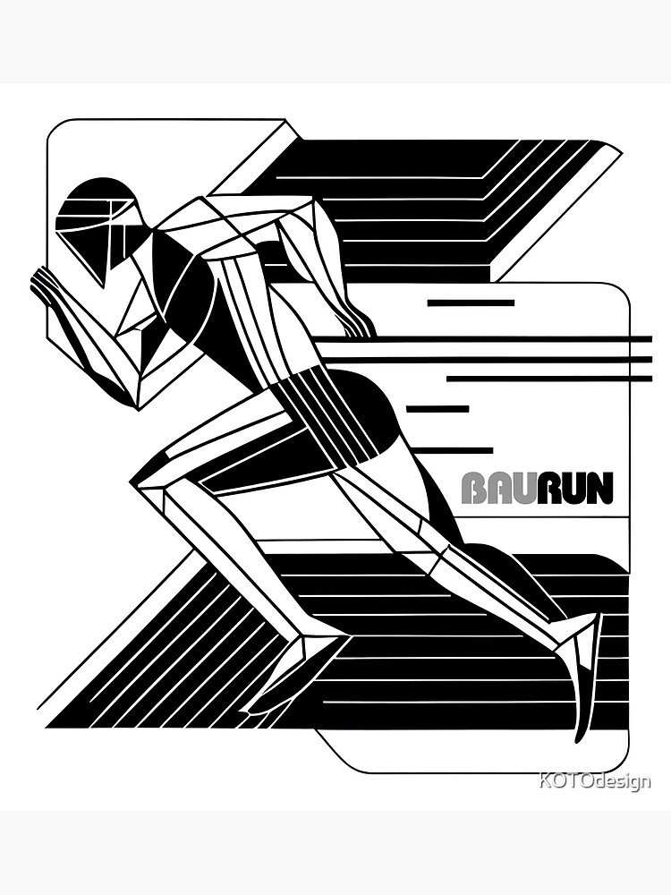 【フレーム付】Running Bauhaus A2 BLACK アートポスター Bauhaus Run Design for a Lover of Contemporary Art and Sport