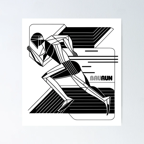 フレーム付】Running Bauhaus A2 BLACK アートポスター Bauhaus