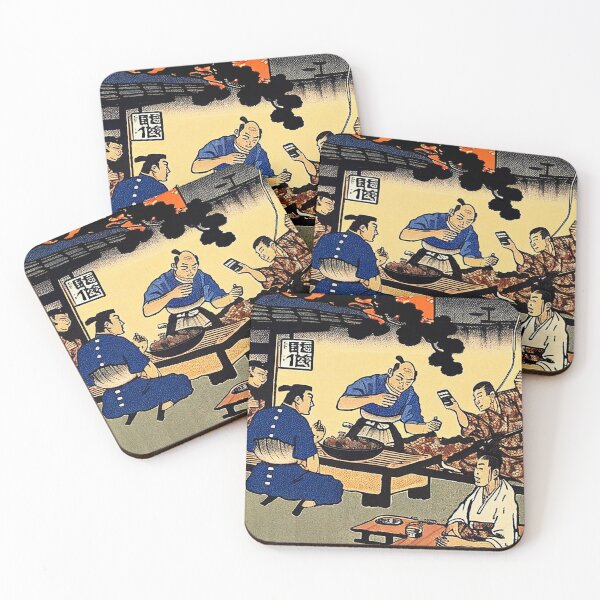 Item preview, Samurai in a BBQ checking baseball results designed and sold by inkMortar.