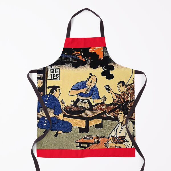 Item preview, Samurai in a BBQ checking baseball results designed and sold by inkMortar.